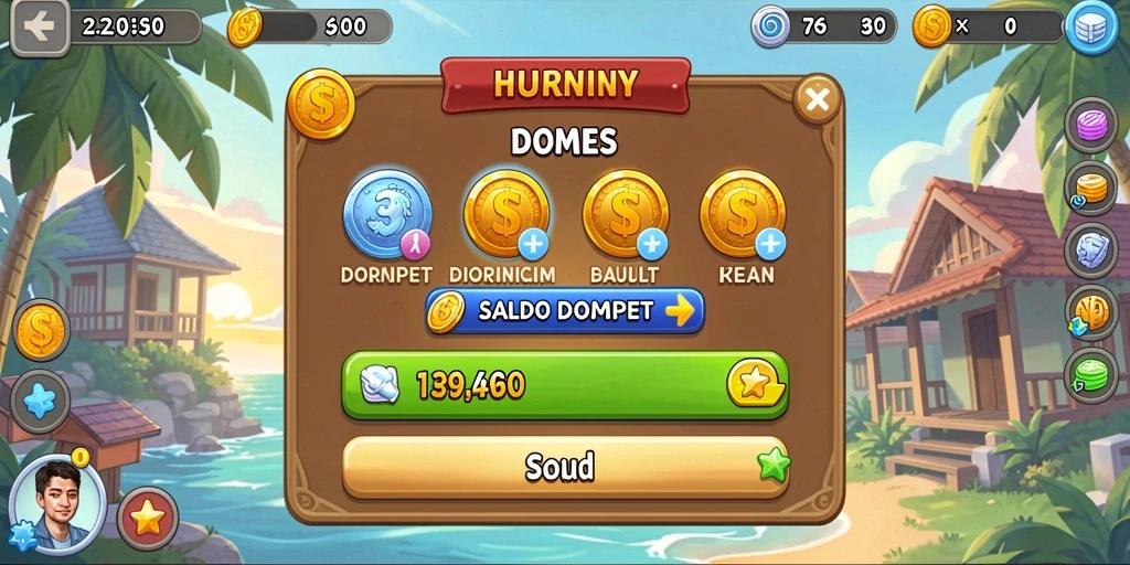 Screenshot aplikasi menampilkan tampilan slot yang penuh warna.